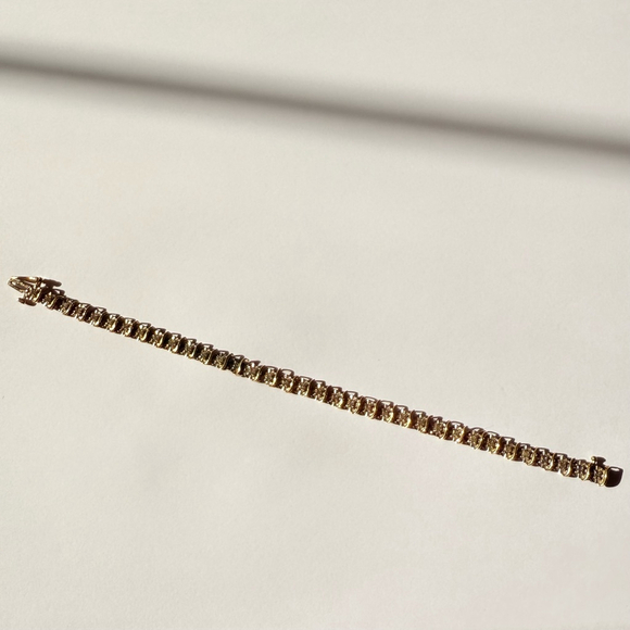 10K Solid Yellow & White Gold 1.00 CTW Diamond 7" S Link Tennis Line Bracelet - Picture 7 of 10